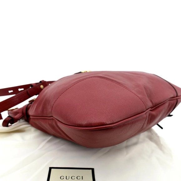 GUCCI  Horsebit 1955 Leather Messenger Bag Red - Picture 9 of 13